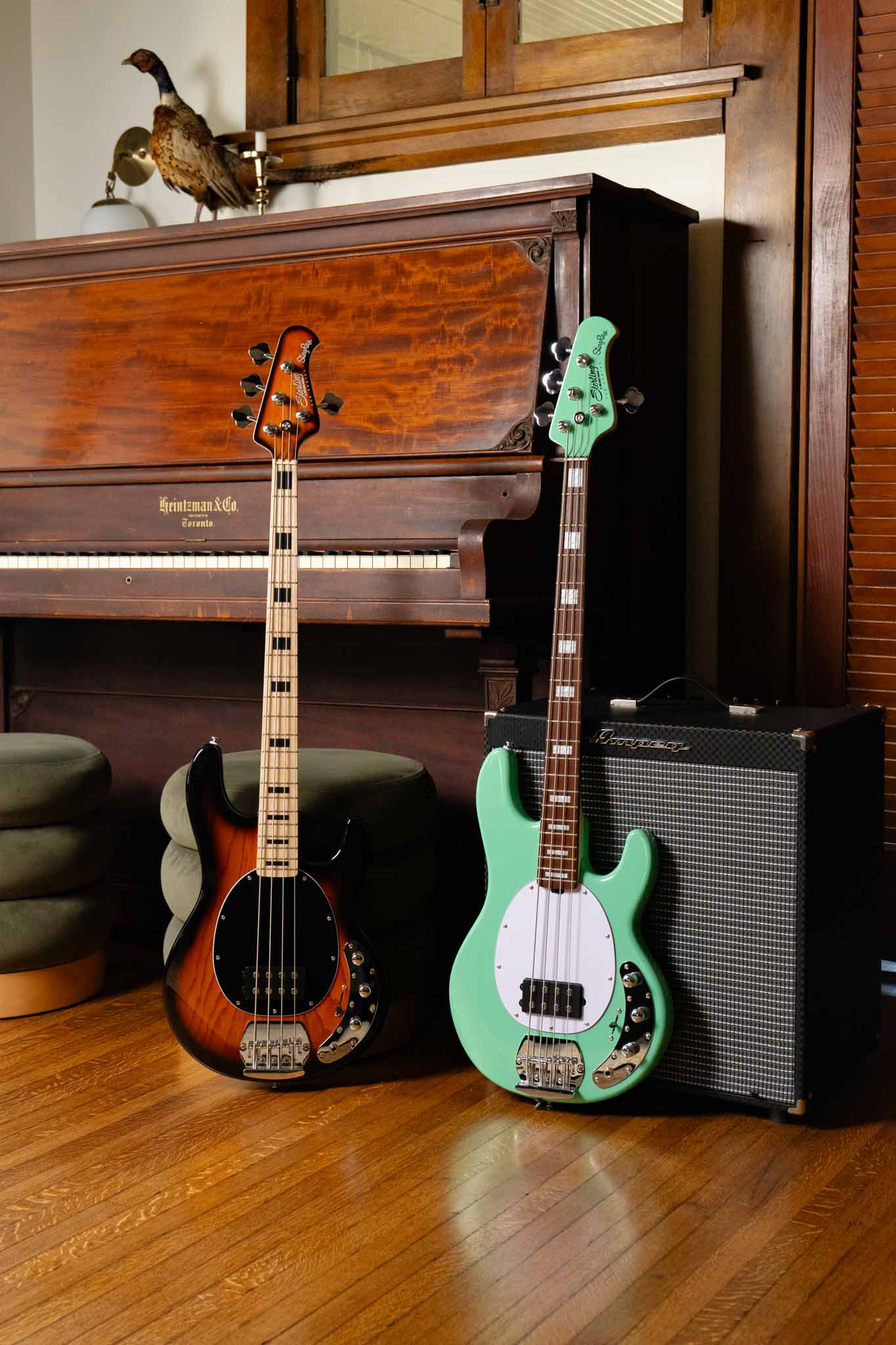 StingRay Plus SUB Série Sterling by Music Man 4 cordes Seafoam Green et Vintage Sunburst