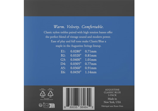 AUGUSTINE CORDES CLASSIQUES BLEU-3P