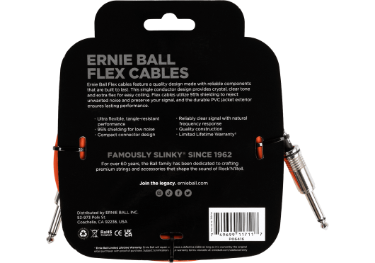 ERNIE BALL Câbles Instrument 6416