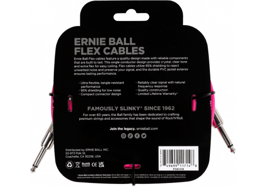 ERNIE BALL Câbles Instrument 6418