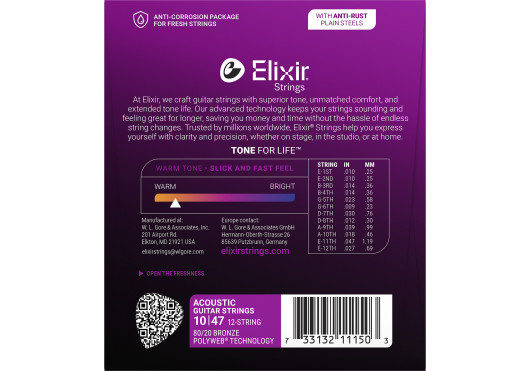 ELIXIR CORDES ACOUSTIQUES 11150