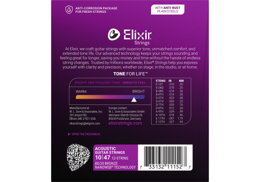 11152 ELIXIR CORDES ACOUSTIQUES 11152