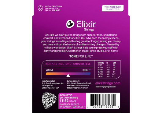 16568 ELIXIR CORDES ACOUSTIQUES 16568