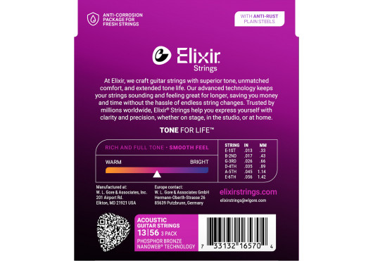 16570 ELIXIR CORDES ACOUSTIQUES 16570