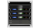 photo Rack 9U contenant 3 ampli IK42-Dante + distribution